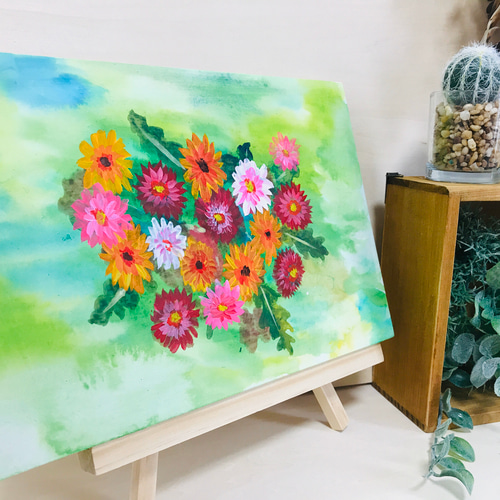 最大の割引 絵画「ガーベラ」手描き原画 通販 kozakai 絵画 SMサイズ 絵画