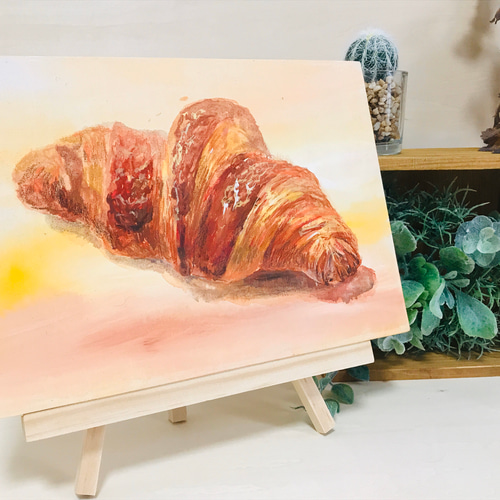 サイアミーズと鯛焼き 油絵 原画 ミニ絵画 手描き オリジナル 絵画
