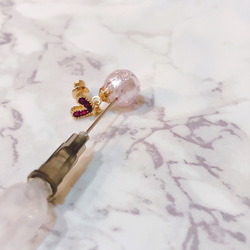月光仙子精油耳環-粉紅精油珠+白水晶(香氛.アロマ用) 第4張的照片