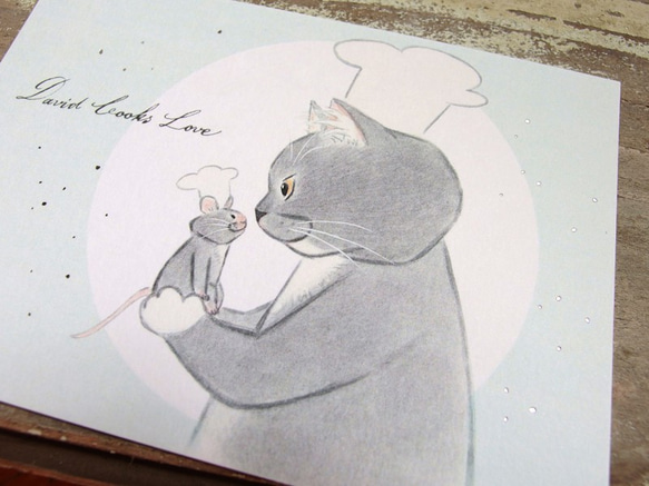 大衛煮愛/DavidCooksLove-明信片_9大衛貓與Penny鼠(插畫/手繪/台灣插畫家/貓咪/自創品牌) 第3張的照片
