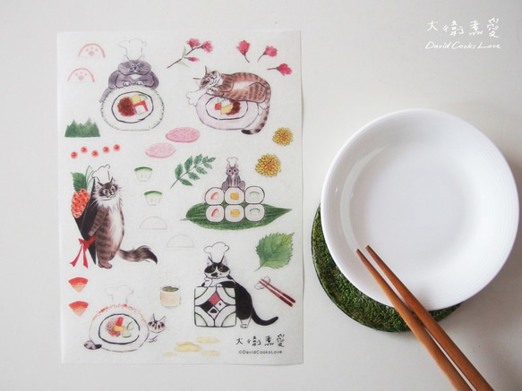 大衛煮愛/DavidCooksLove-貓咪花壽司貼紙 第4張的照片