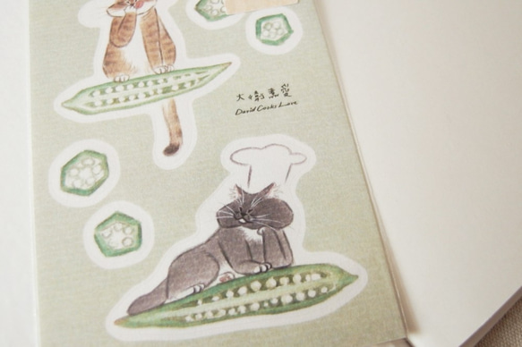 大衛煮愛/貓咪貼紙-食材異想世界系列之 秋葵 第2張的照片