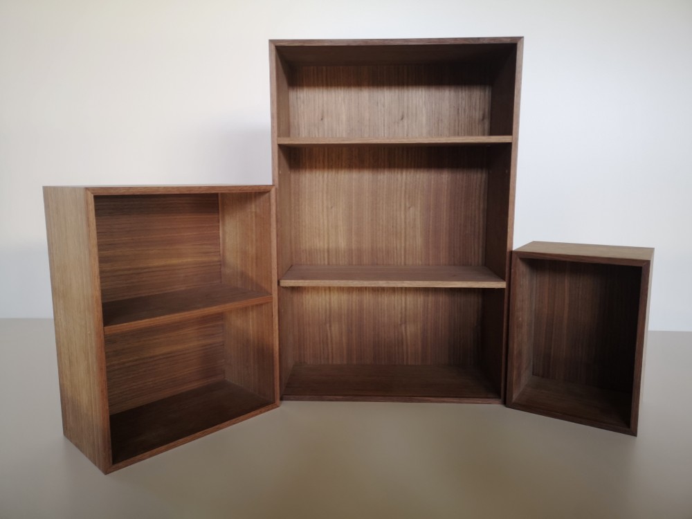 ウォールナット・ナラ製のシェルフ　オイル仕上げ　大中小３個セット