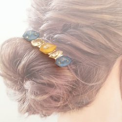 ダークカラー×くすみイエローが大人かわいいシンプルヘアクリップ/バレッタ 3枚目の画像