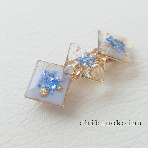 ブルーシェル×ゴールドが大人かわいい夏につけたい爽やかレジン