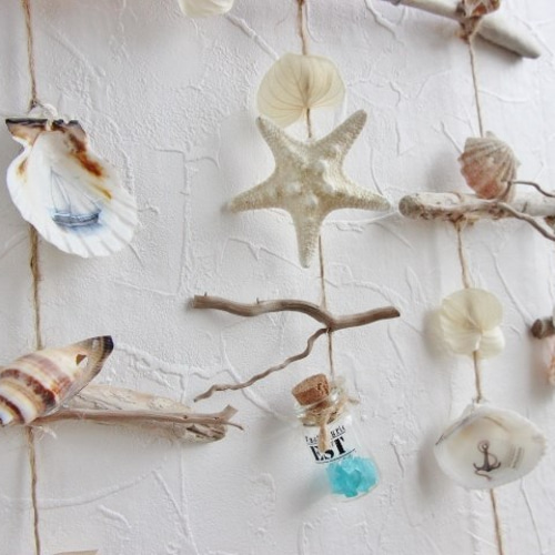 貝殻　ヒトデ　星　クリスマス　飾り　オーナメント　ガーランド　流木　もみの木 Amazon.co.jp: ハンドメイド貝殻&ヒトデのオーナメント - 4個