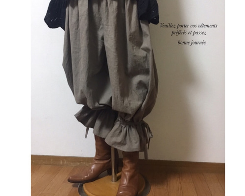 紐付きドロワーズ パンツ リネン モカ ロングパンツ Ohana 通販