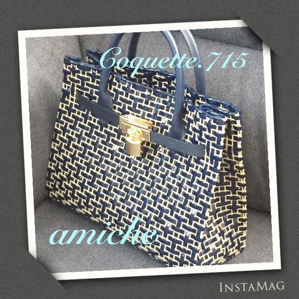 【再販】ラメルヘンテープのカゴバーキン ホワイト ラメルヘンテープ ベルト ブラック ゴールド