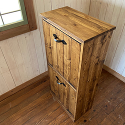 50リットル木製多分別ゴミ箱　無垢材ハンドメイド家具 4枚目の画像