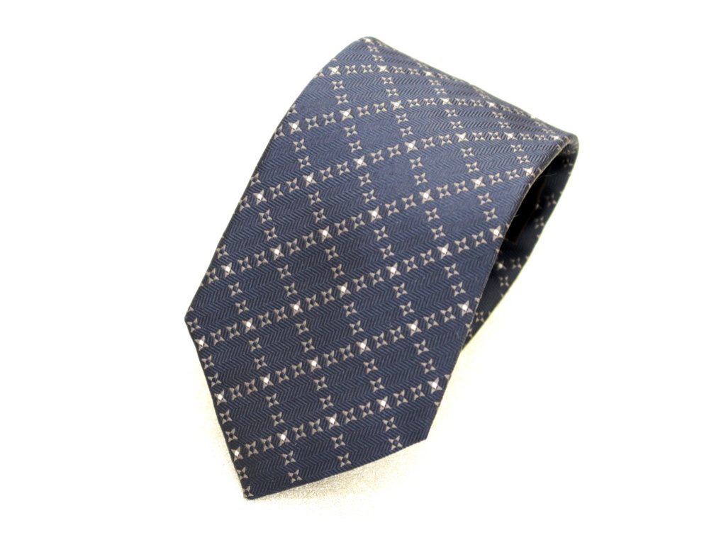 気品漂う格子柄ネクタイ　ネイビー　　　　kk10b