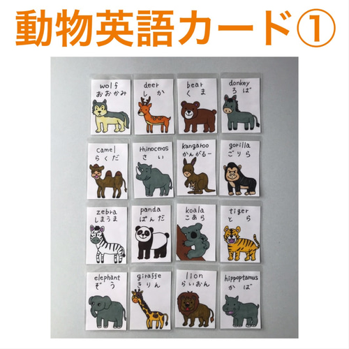 動物の英語カード① 16枚セット おもちゃ・人形 あこえみ 通販｜Creema 
