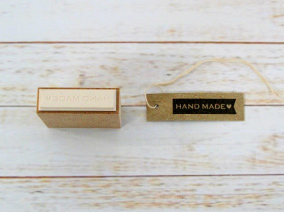 ハンドメイド作家さんのスタンプ　HAND MADE 柄スタンプ　横長 (ハンドメイド用はんこ) 2枚目の画像