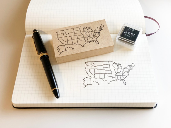 アメリカの地図51州　世界地図のはんこ　旅行の記録や学習に♪　出張、州名や名産品などの社会の勉強に♪　 2枚目の画像