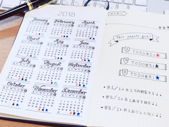 【カレンダー】2018年 ミニカレンダーシール　大判　手帳用カレンダー　マンスリーカレンダー　デザイン2 1枚目の画像