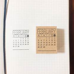 【結婚式やベビーの誕生日に☆】2018年2月カレンダースタンプ　マンスリーはんこ　ミニカレンダー　手作りカレンダー 1枚目の画像