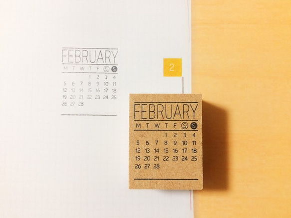 【結婚式やベビーの誕生日に☆】2018年2月カレンダースタンプ　マンスリーはんこ　ミニカレンダー　手作りカレンダー 2枚目の画像