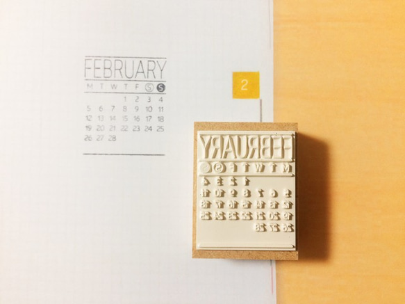 【結婚式やベビーの誕生日に☆】2018年2月カレンダースタンプ　マンスリーはんこ　ミニカレンダー　手作りカレンダー 3枚目の画像