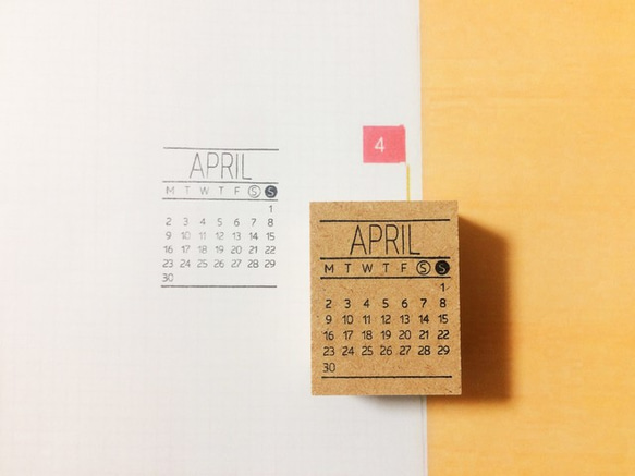 【結婚式やベビーの誕生日に☆】2018年4月カレンダースタンプ　マンスリーはんこ　ミニカレンダー　手作りカレンダー 2枚目の画像