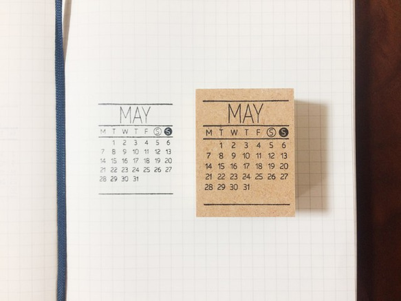 【結婚式やベビーの誕生日に☆】2018年5月カレンダースタンプ　マンスリーはんこ　ミニカレンダー　手作りカレンダー 1枚目の画像