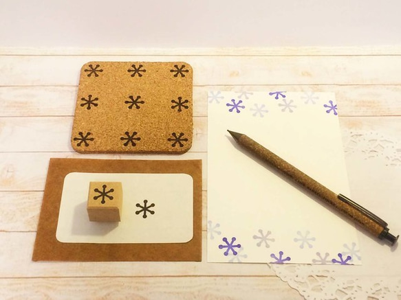 北欧スタンプ ⑬雪の結晶はんこ （クリスタル） ウェディングツリーや手作りレターセット、ポチ袋に♪ 3枚目の画像