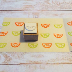 北欧スタンプ ⑮レモンのはんこ　（オレンジのはんこ）フルーツハンコ 手作りレターセットやポチ袋に♪ 3枚目の画像