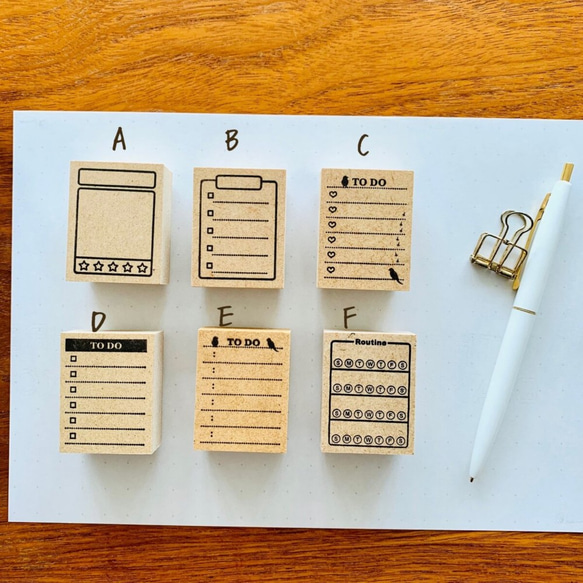 手帳の小さな todo はんこ　選べる６個のスタンプ　レビューや 評価印 買い物リスト　ルーティン ハンコ 3枚目の画像