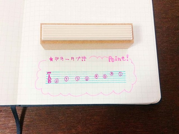 ギターコードのはんこ　⑫ギターのTAB譜　音楽の運指表　吹奏楽・ウクレレの初心者のための指使い・運指はんこシリーズ 4枚目の画像