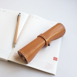 Paka-pen #コーラル イタリアンレザーのペンケース 入学祝い、就職祝い