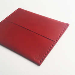 シンプル革ティッシュカバー　栃木レザーの赤 3枚目の画像