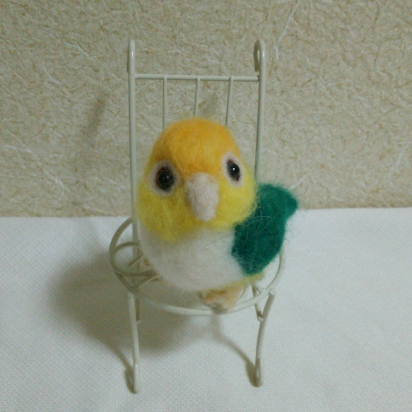 羊毛フェルト❁シロハラインコ❁小鳥 1枚目の画像