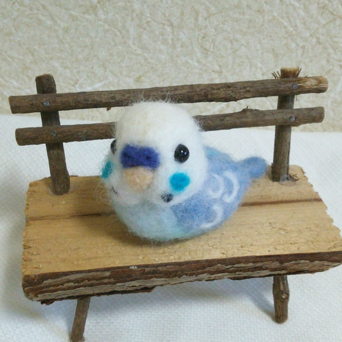 約1/2サイズセキセイインコブルーオーパリン 羊毛フェルト