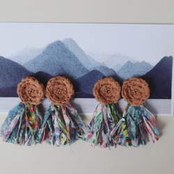 Creema限定　布を編んでつくったお花とタッセルのピアス/イヤリング(限定2個) 7枚目の画像