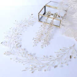 wedding earring*小枝×スワロフスキー-受注製作- 2枚目の画像