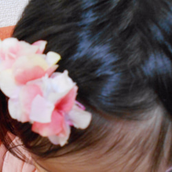 紫陽花ヘアアクセサリー（子供用）ピンク 4枚目の画像