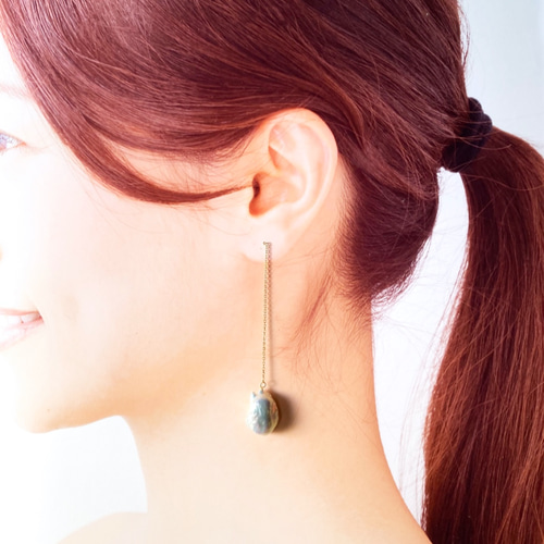 自然からの贈り物・K14GF淡水パールピアス ピアス（フック・チェーン