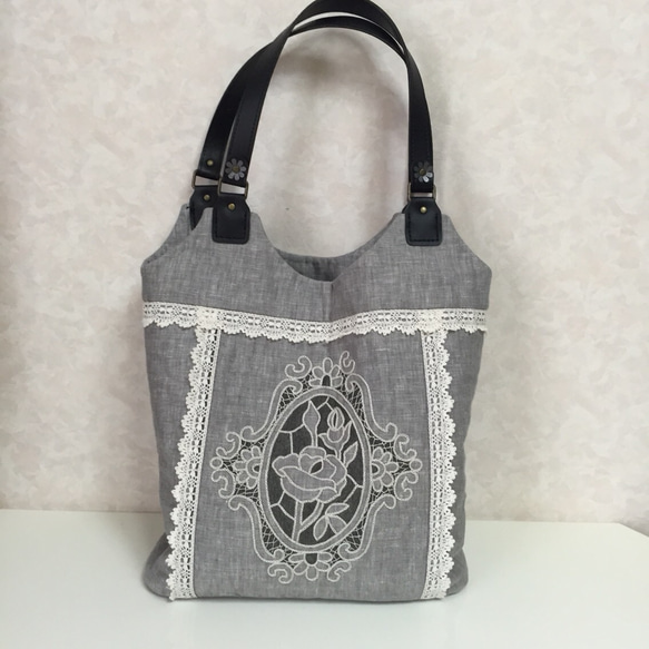☆ 薔薇のダイステッチワークのバッグ ☆ トートバッグ priere.nene1