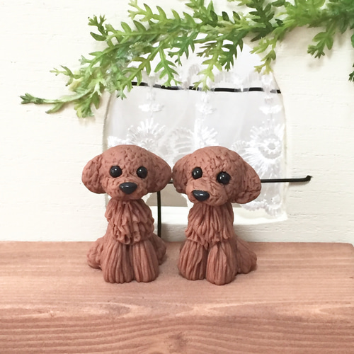 ☆トイプードル わんちゃん 濃茶 樹脂粘土☆ その他置物 priere.nene1