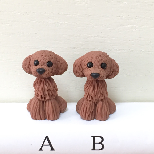 ☆トイプードル わんちゃん 濃茶 樹脂粘土☆ その他置物 priere.nene1