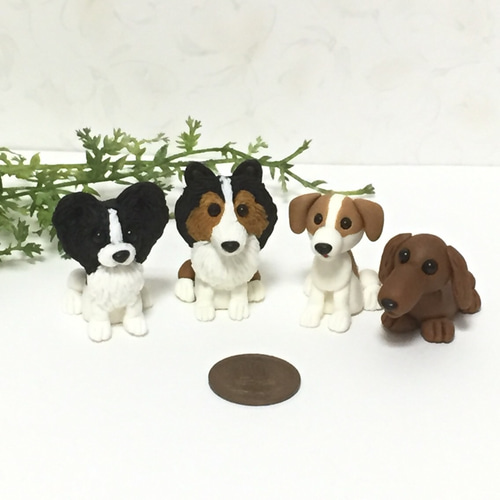 ☆ミニチュアダックスフント わんちゃん 茶 樹脂粘土☆ その他置物