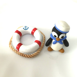 ★ ペンギンの水兵さん (浮き輪付) 樹脂粘土★ 3枚目の画像