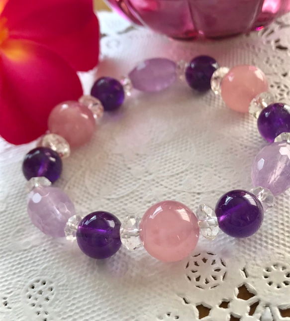 高品質ローズクォーツブレスレット（恋愛 成就）