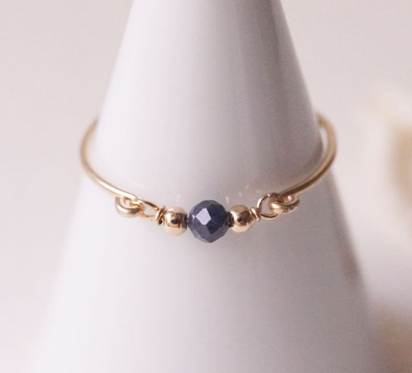 【再販41】14KGF*サファイアの粒 リング 誕生石 9月 セットリング可 Creema 1枚目の画像