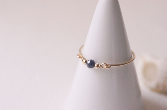 【再販41】14KGF*サファイアの粒 リング 誕生石 9月 セットリング可 Creema 7枚目の画像