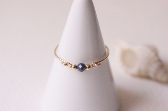 【再販41】14KGF*サファイアの粒 リング 誕生石 9月 セットリング可 Creema 6枚目の画像