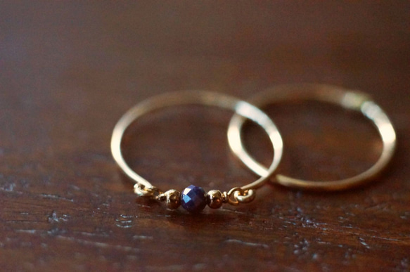 【再販41】14KGF*サファイアの粒 リング 誕生石 9月 セットリング可 Creema 3枚目の画像