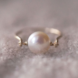 【再販6】14KGF 凛 パールリング 8mm 誕生石 6月 パール 真珠 パール 1枚目の画像