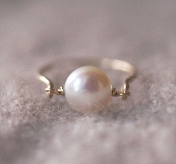 【再販6】14KGF 凛 パールリング 8mm 誕生石 6月 パール 真珠 パール 1枚目の画像