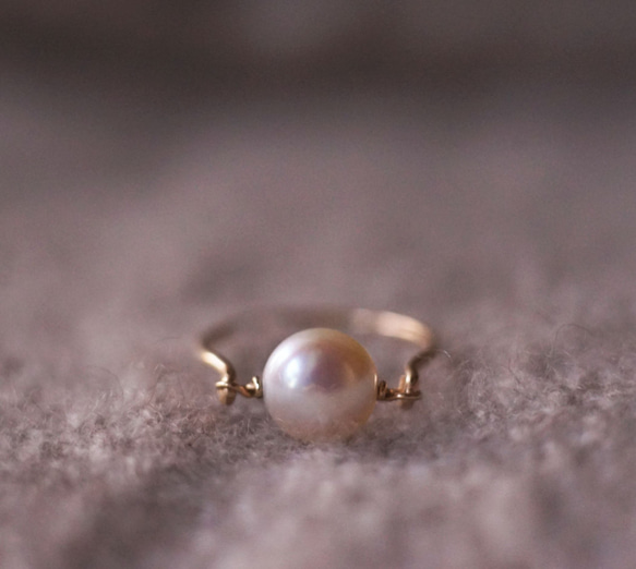 【再販6】14KGF 凛 パールリング 8mm 誕生石 6月 パール 真珠 パール 6枚目の画像