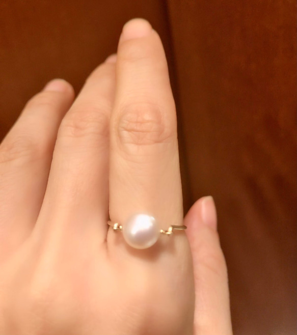 【再販6】14KGF 凛 パールリング 8mm 誕生石 6月 パール 真珠 パール 2枚目の画像
