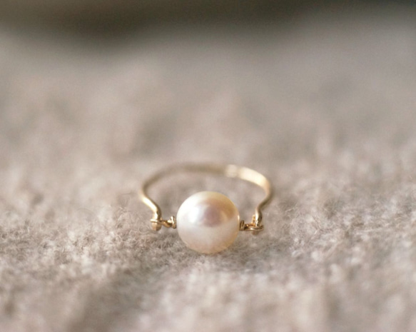 【再販6】14KGF 凛 パールリング 8mm 誕生石 6月 パール 真珠 パール 5枚目の画像